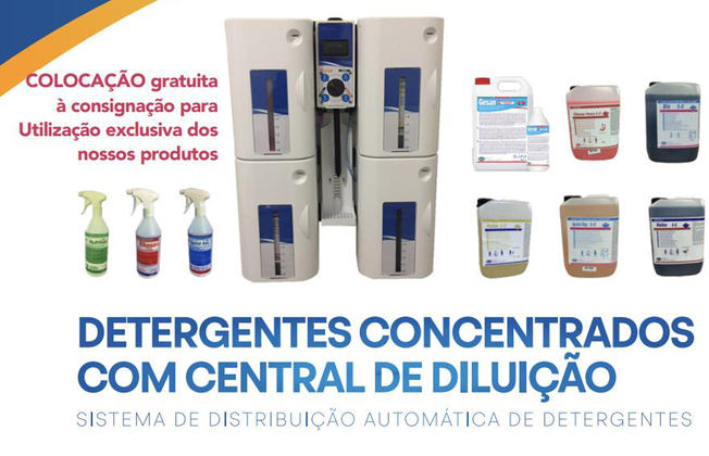 Detergentes concentrados com central de diluição