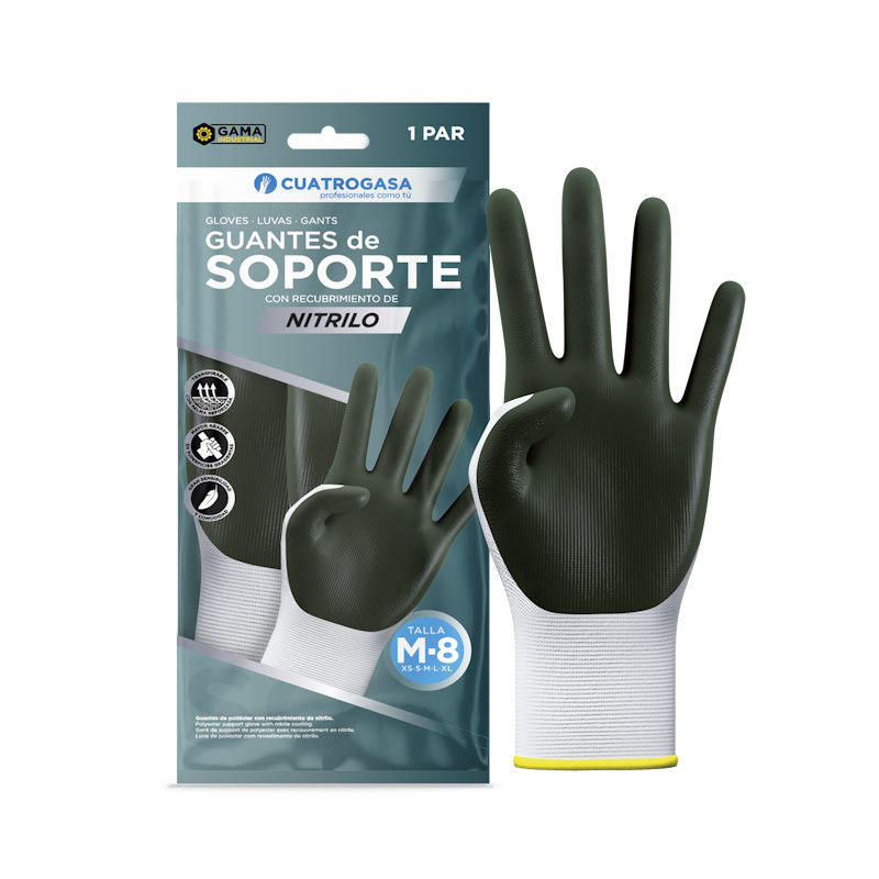 Luva Suporte Nitrilo Verde Tamanho M ( Par )
