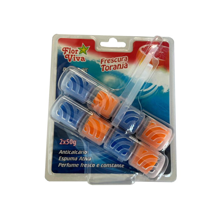 Bloco WC Flor Viva 4 Cilindros Toranja - Pack 2 un - DET.BLOCO4CIL.TO