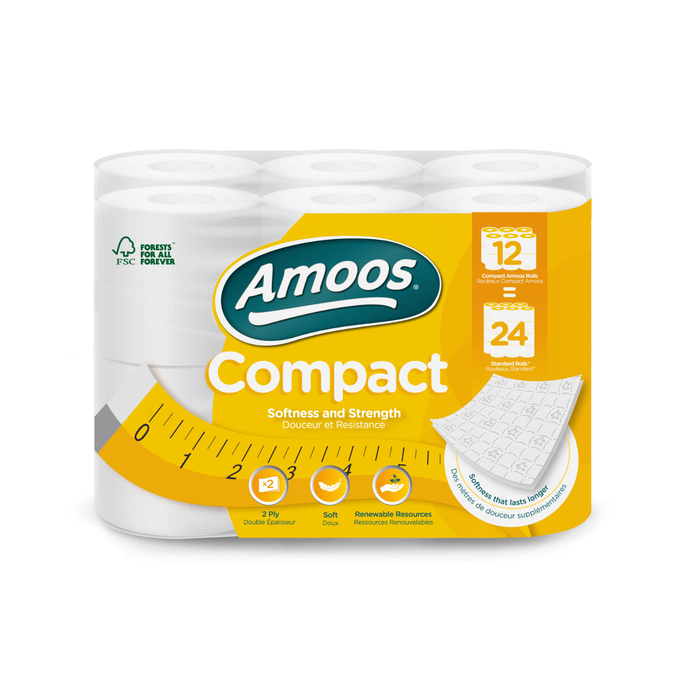 Papel Higiénico 2F AMOOS Compact 12=24