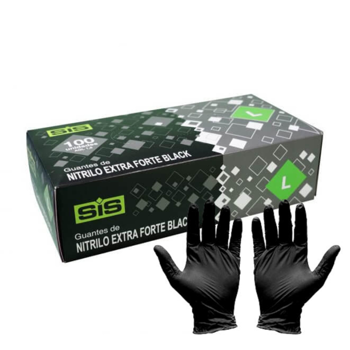Luvas Nitrilo Preto 6gr sem Pó Tamanho L ( 100 )
